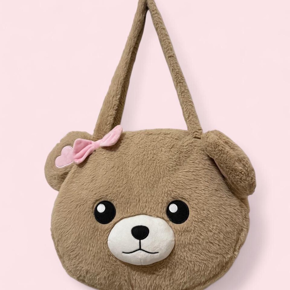 Official Hot Topic Teddy Bear Fuzzy Plush Shoulder Bag.